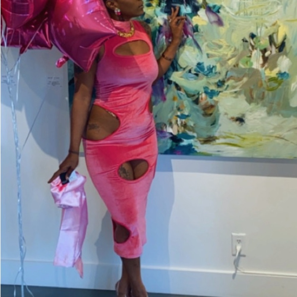 Hot Pink SuedeDate Nights Sexy Show-stopping Dress. Great stretch w/ snug grip.